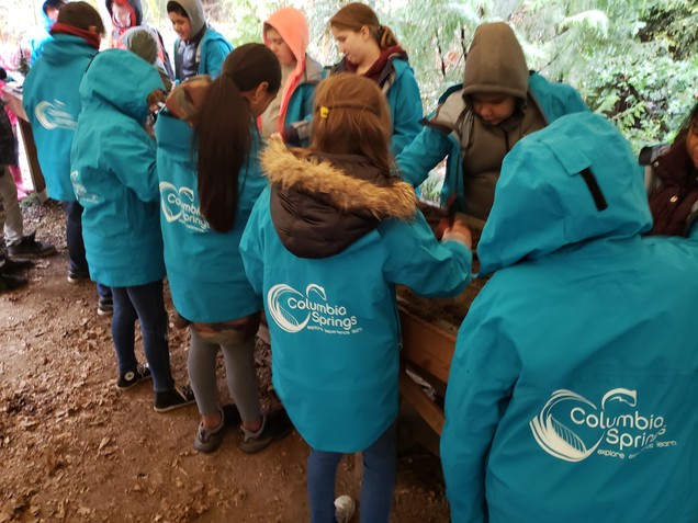 Crestline 5th Graders at the Stream Table